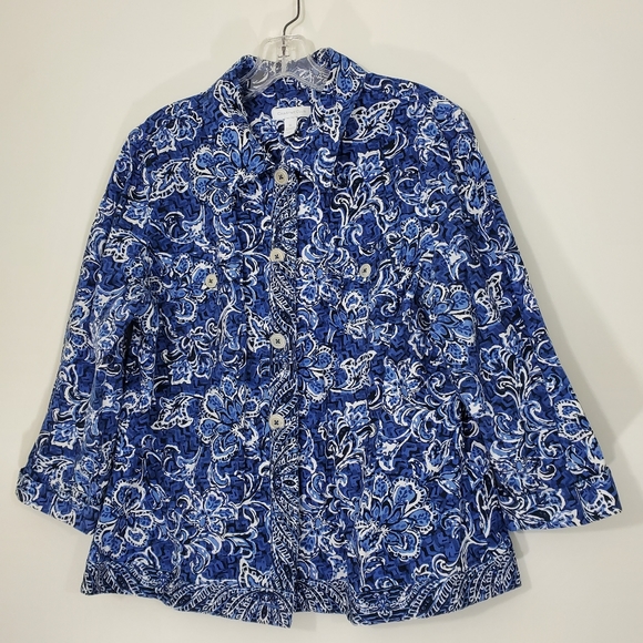 Charter Club Tops - Charter Club Blue Floral Shacket, Size XL